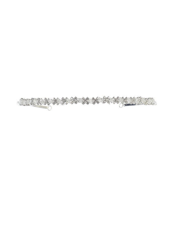 Girls Silver Tone Crystal Embellished Thin Flower Girl Wedding Pageant Tiara - SophiasStyle.com